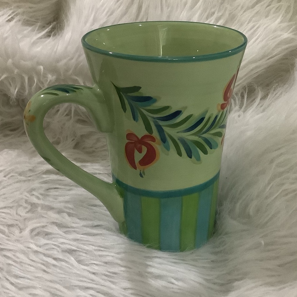 Green floral coffee tea mug cup